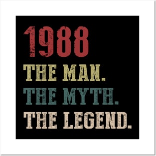 Vintage 1988 The Man The Myth The Legend Gift 32nd Birthday Posters and Art